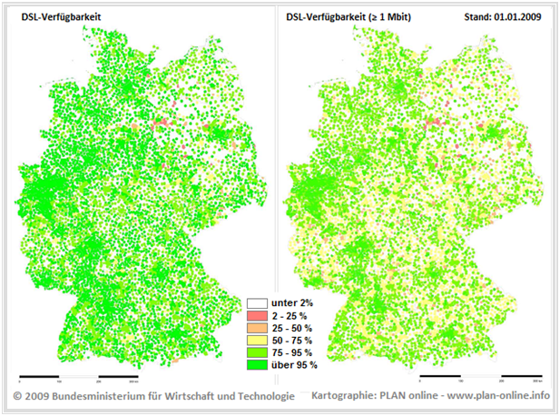 DSL–Verfügbarkeit in Deutschland (Breitbandatlas)